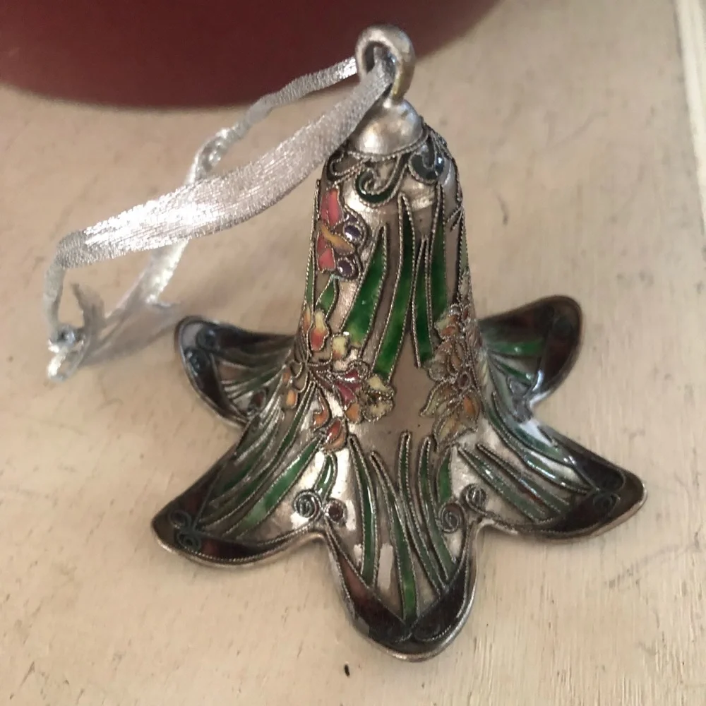 Vintage Cloisonné Flower Bell Ornament